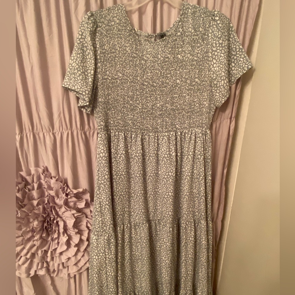 Sage green leopard print dress